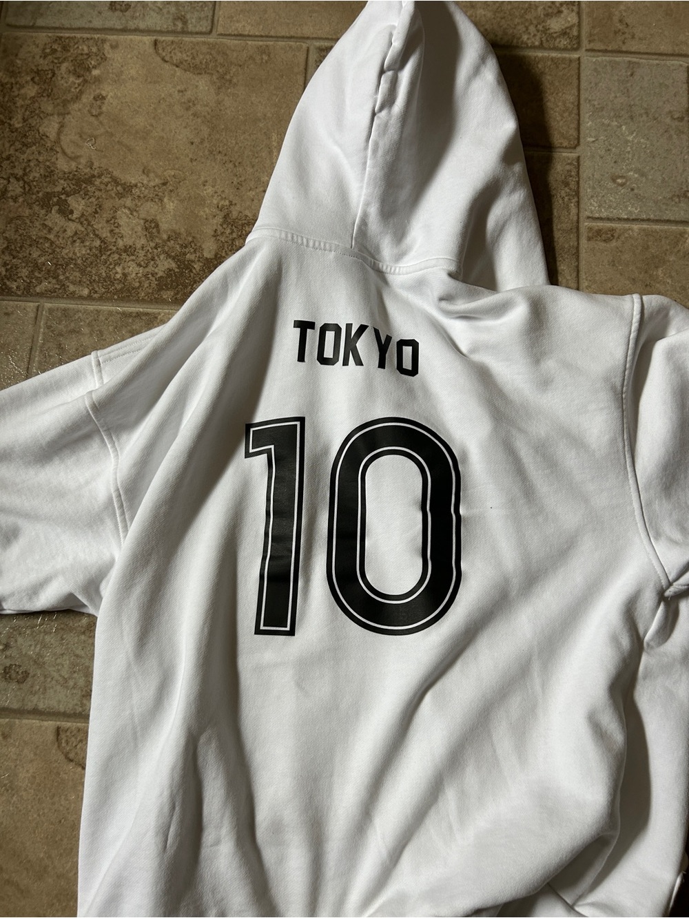 Balenciaga White "Tokyo 10" Hooded Sweatshirt with Black Graphics